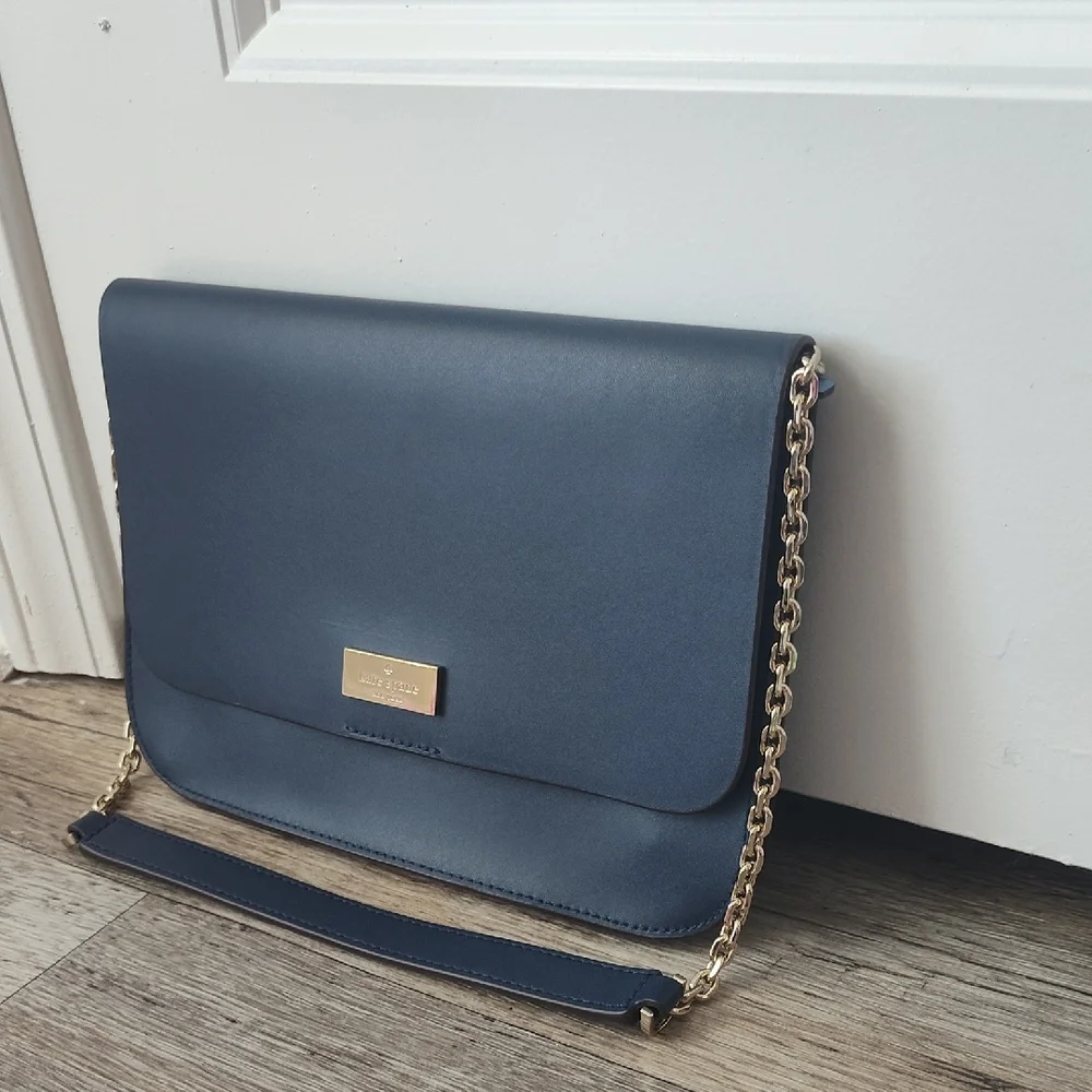 Kate Spade Blue Shoulder Bag with Gold Accents
